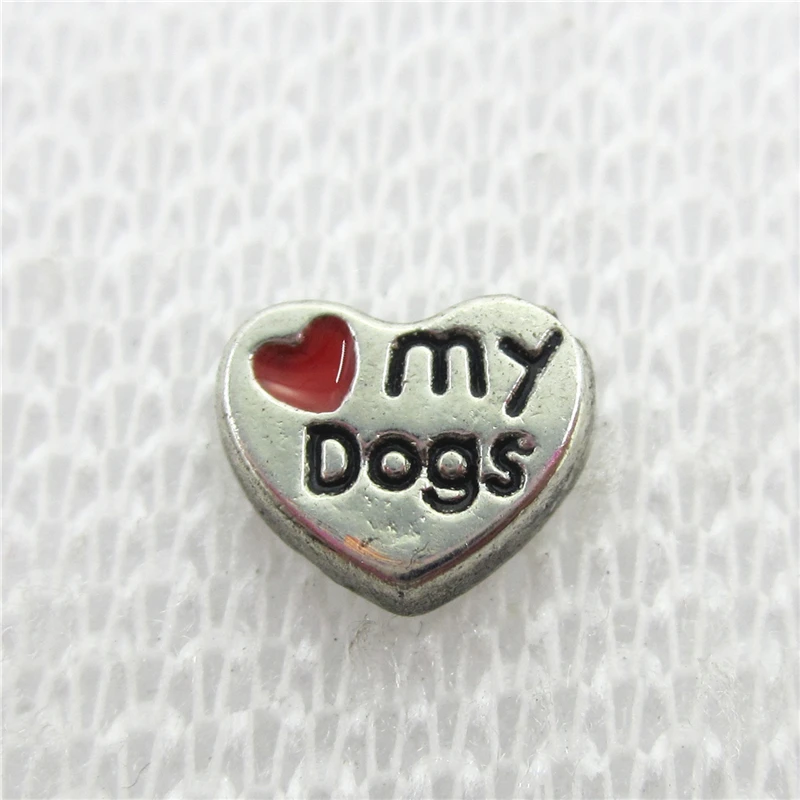 Hot Selling 20pcs/lot Love My Dogs Floating Charms Living Glass Memory Floating Lockets Pendants Charms DIY Jewelry Charm