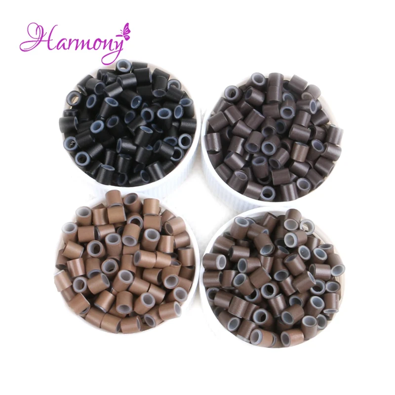 

Harmony Plus Hair 1000pcs 4.0*3.0*4.0mm Silicone Copper Micro Rings/Links/Beads/Tube For All Kinds Hair Extensions Tools