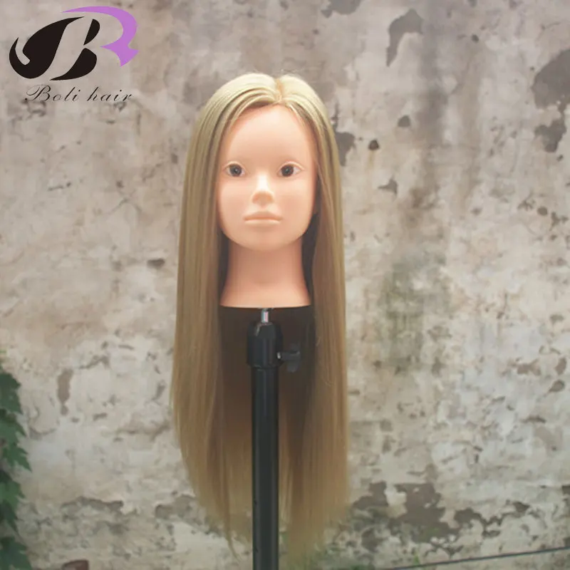 Boli Free Shipping! Mannequin Maniquin Dummy Brown 65cm Synthetic Hair Training Mannequin Head With Hair Mannequin Training Head