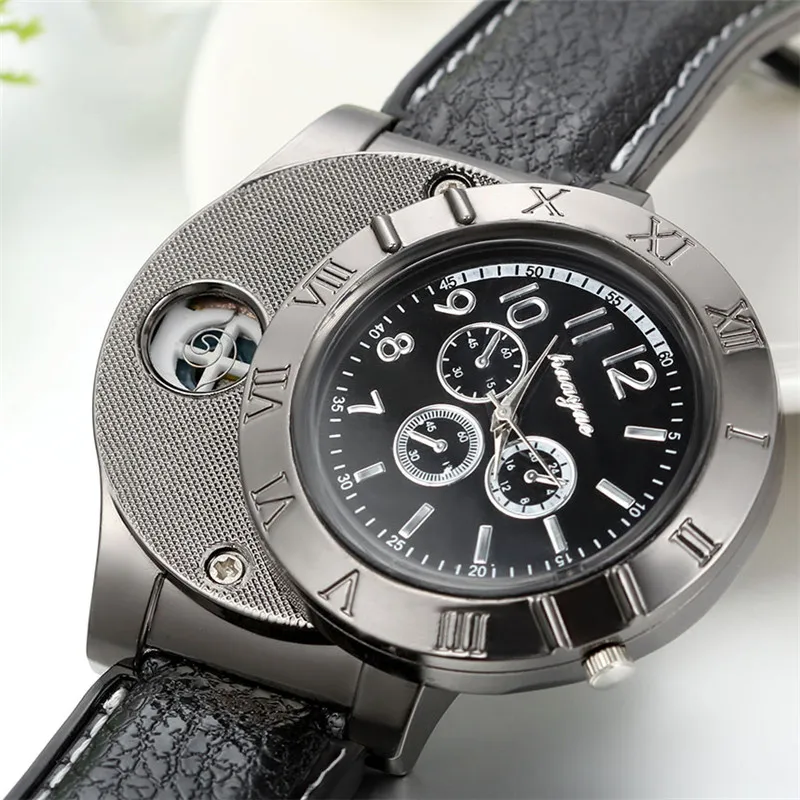 Lancardo Mens Watches Top Brand Luxury Male Casual Watch Men Business Quartz-watch Male Clock Man Watch With Electronic lighter