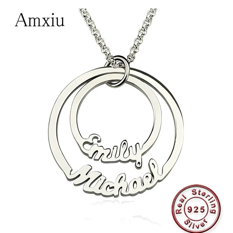 

Amxiu Customize Two Names Choker Necklace 925 Sterling Silver Necklace Personalized Name Necklace For Women Lovers Wedding Gifts