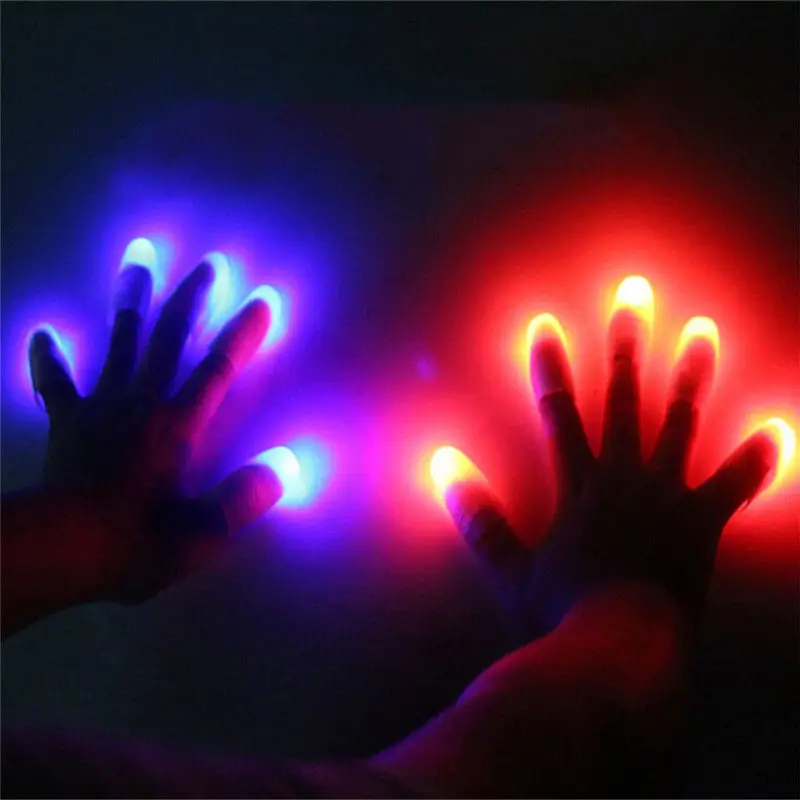 2Pcs(1 Pair)LED Light Flashing Fingers Magic Trick Props Kids Amazing Fantastic Glow Toys Children Luminous Gifts