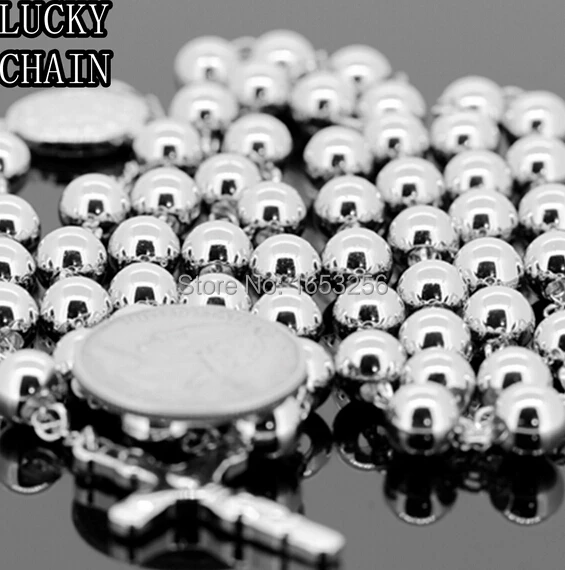 MEN`S STAINLESS STEEL   ROSARY CHAIN 28"+ 5.5" 6mm NECKLACE HIGH QUALITY BLING JEWLERY image 3