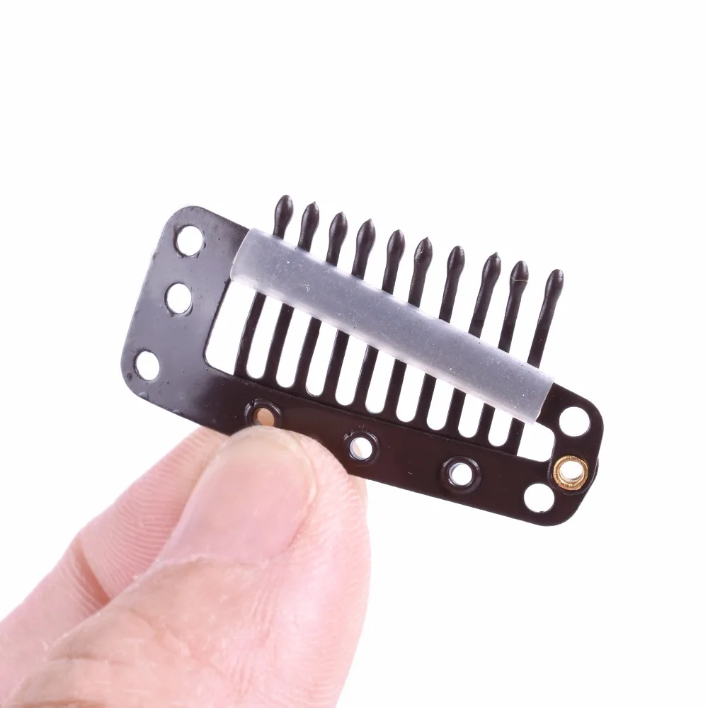 Pinzas para el cabello para pelucas, 100 Uds., 36mm, 10 dientes, Clips a presión con parte trasera de silicona para extensión de accesorios para el cabello, 4 colores disponibles