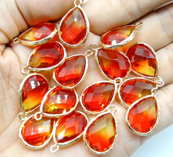 15*20mm Natural stone crystal quartz glass stone mix charm Teardrop pendants for DIY Jewelry Making Necklace Accessories 10pcs