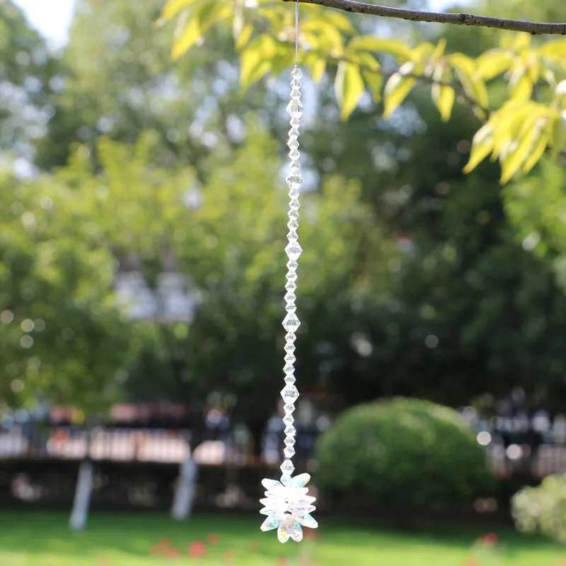 1PCS Clear Chakra Crystal Sparkling Starburst Suncatcher Hanging Rainbow Crystal Decoration Rear View Mirror Car Charm Ornament