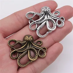 WYSIWYG 2pcs 42x35mm Pendant Octopus Octopus Charm Pendants For Jewelry Making Antique Silver Color Octopus Pendants