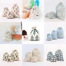 Size 14*16cm/19*24cm/25*32cm 10 Styles Drawstring Pouches Wedding Gift Bags For DIY Cotton and Hemp Cloth Bags Jewelry Packaging