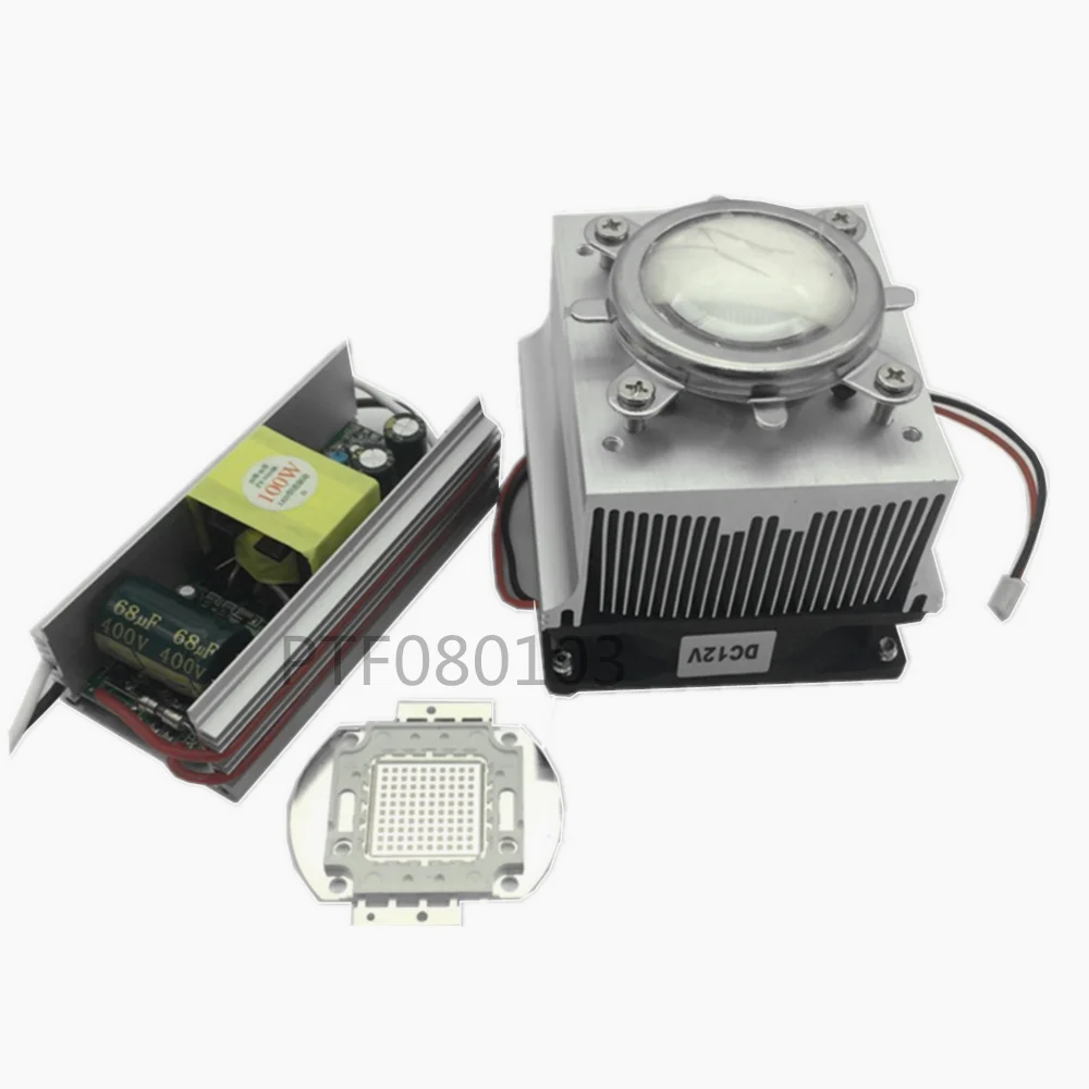 100W LED UV 395-400nm led chip +100W AC 85-265V driver + heatsink+ 90 degree Lens with Reflector Collimator kit