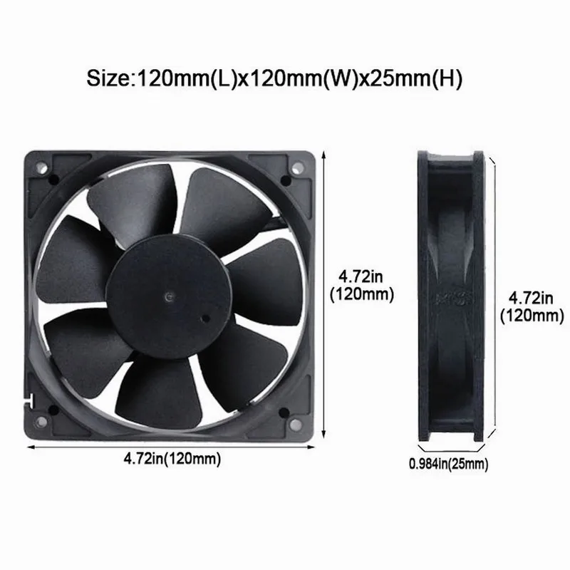 5 Pcs Gdstime 12cm 12025 Ball Bearing 48V 0.1A 2 wire 120MM 12CM DC Cooling Fan