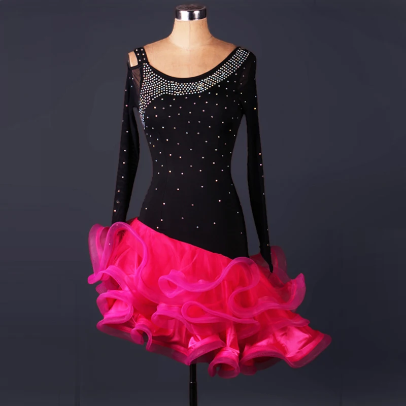 2021 New Adult/girls Latin Dance Dress Women /Lady Cha Cha/Rumba/Samba/Tango/Ballroom Dance Skirt Diamonds Costumes