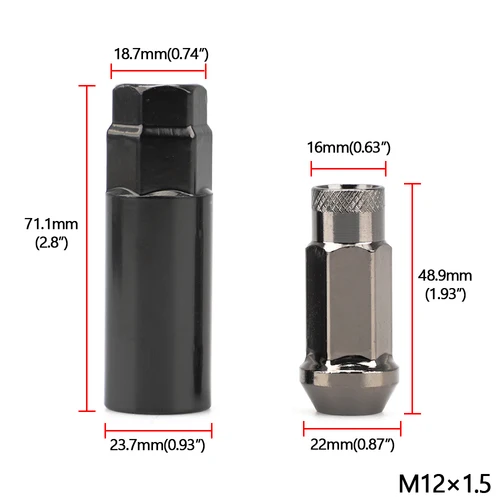 Imagen 2 del producto 20 piezas tuercas de rueda de modificación de coche coloridas de hierro pernos M12x1,5 M12x1,25 para KIA Lincoln Suzuki