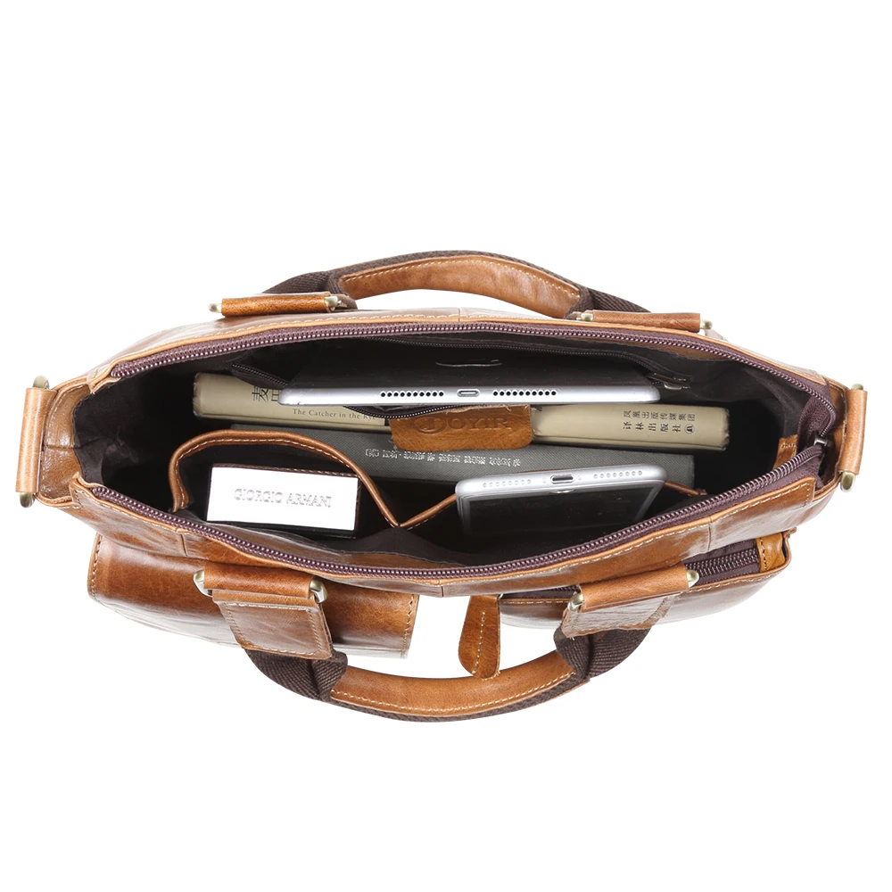 JOYIR-Bolso de mensajero de cuero genuino para hombre, maletines de cuero genuino para oficina y trabajo, bolsos cruzados Retro, bolso de mano