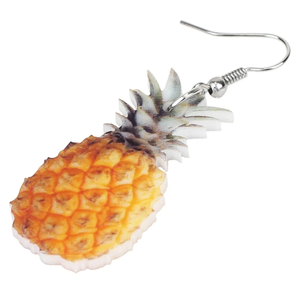 Bonsny Acrylic Tropic Pineapple Fruit Earrings Big Long Dangle Drop Fashion Summer Jewelry For Women Girl Ladies Teens Gift Bulk