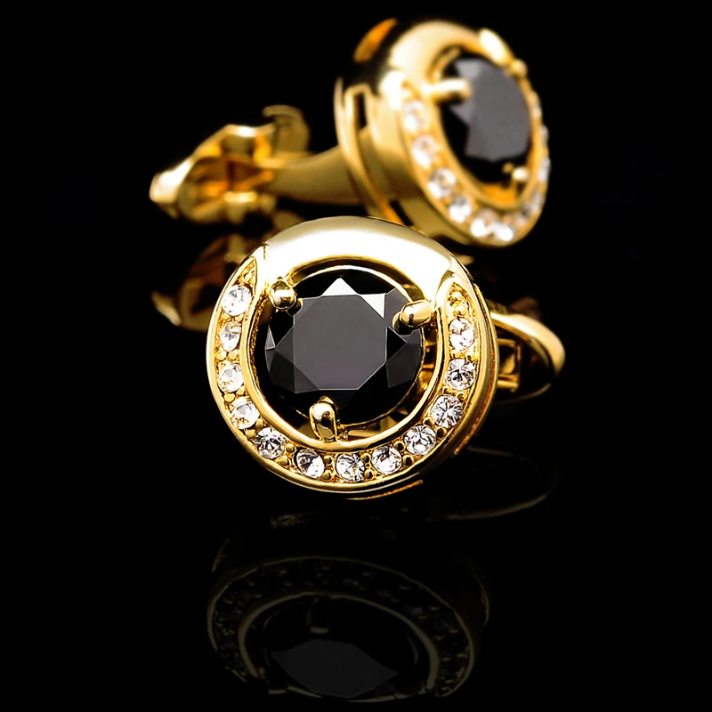 KFLK Jewelry fashion shirt cufflinks for mens Brand cuff button Gold-color cuff link High Quality Black abotoadura guests