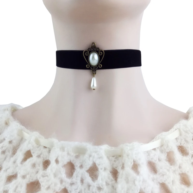 YiYaoFa Handmade Choker Necklace Gothic Jewelry Ribbon Necklace & Pendant False Collar Women Party Jewelry Accessories DD-06