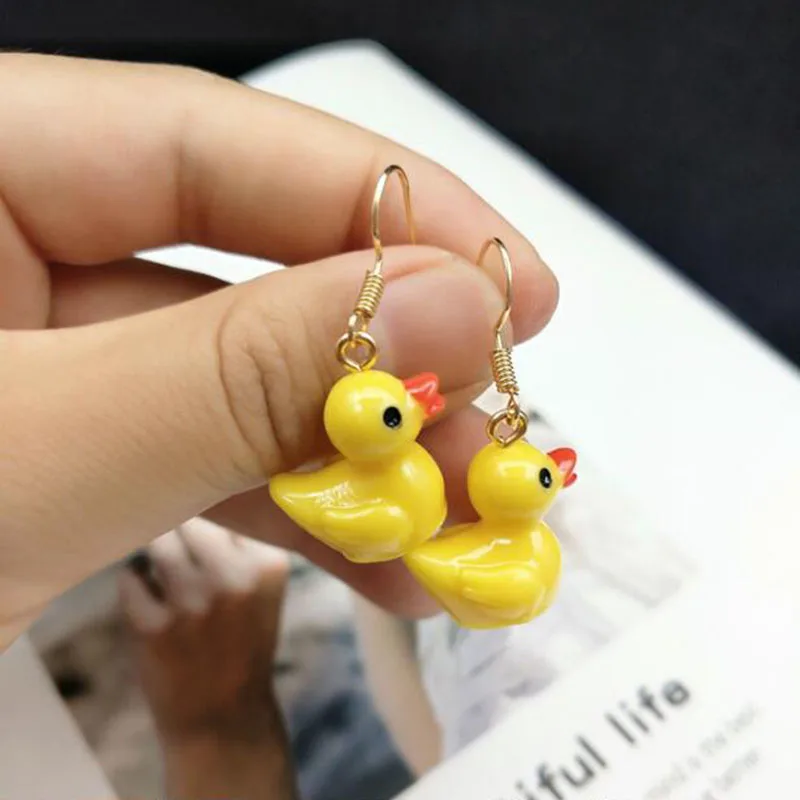 Korea Style Fashion Cute Yellow Duck Clip on Earrings and Pierced  Earrings for Girls Party Luxury Charm Earrings High Quality