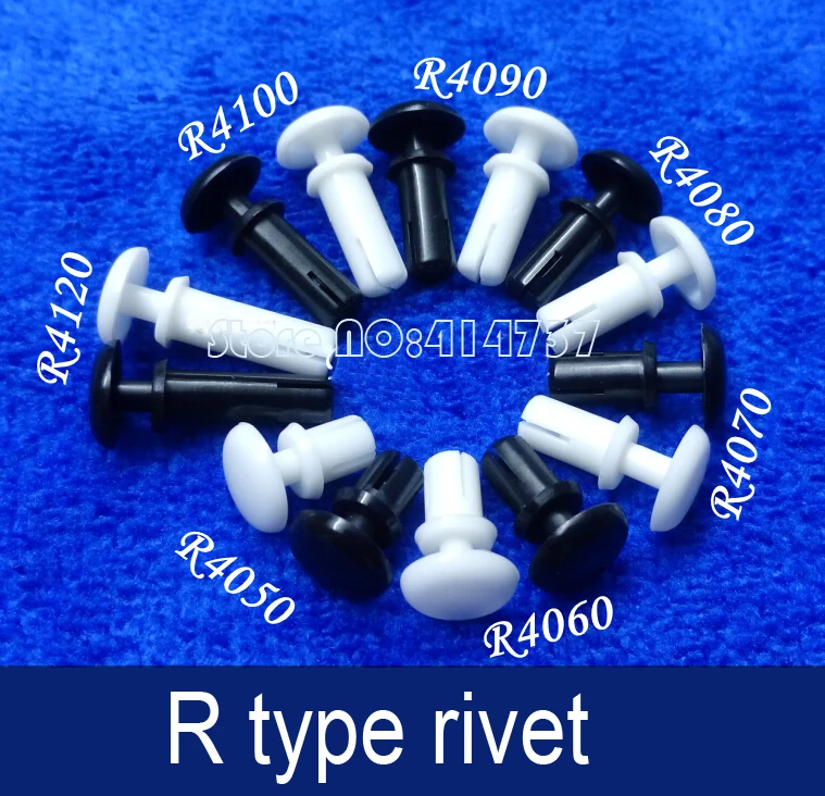 200pcs/lot  R4070  R type nylon rivets  White/Black Plastic Nylon Rivets