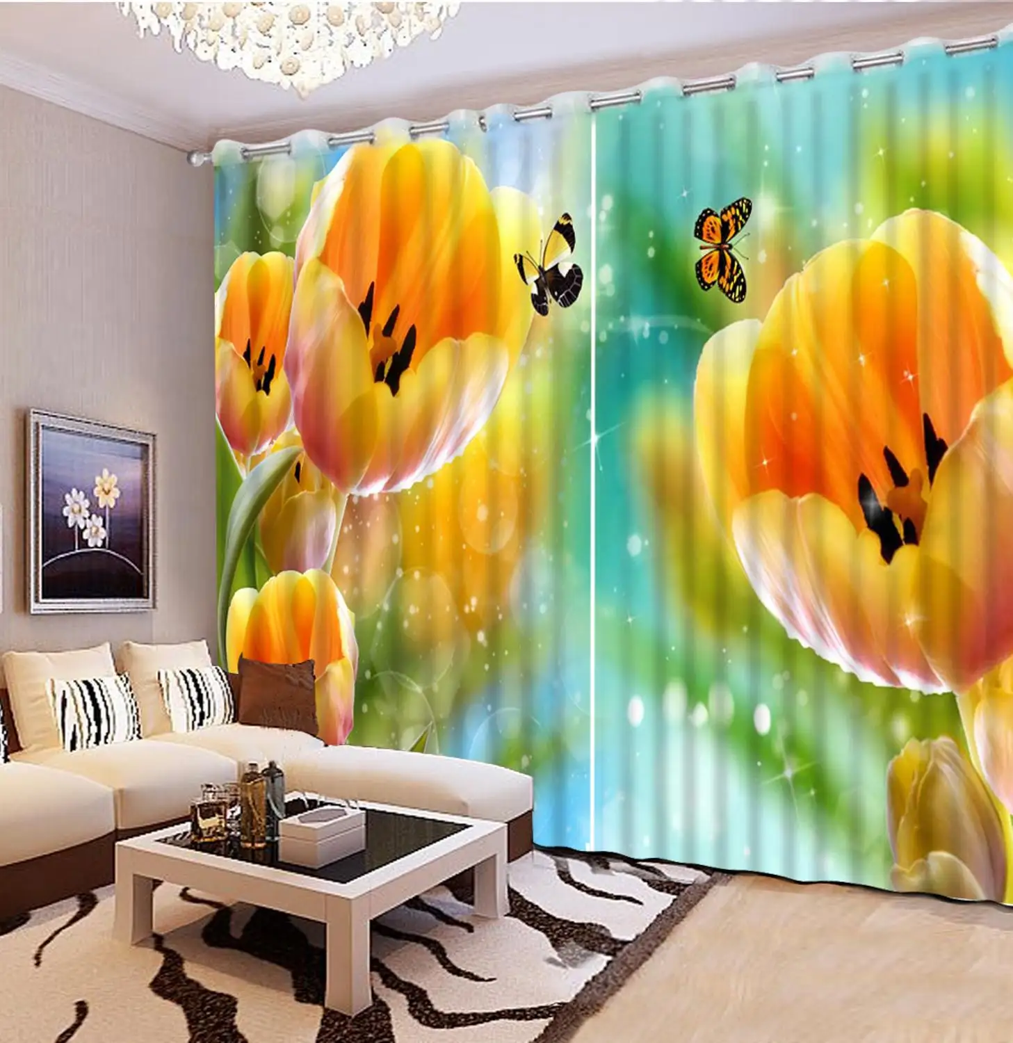 

3D stereoscopic curtains Butterfly flower living room bedroom photo modern window curtains