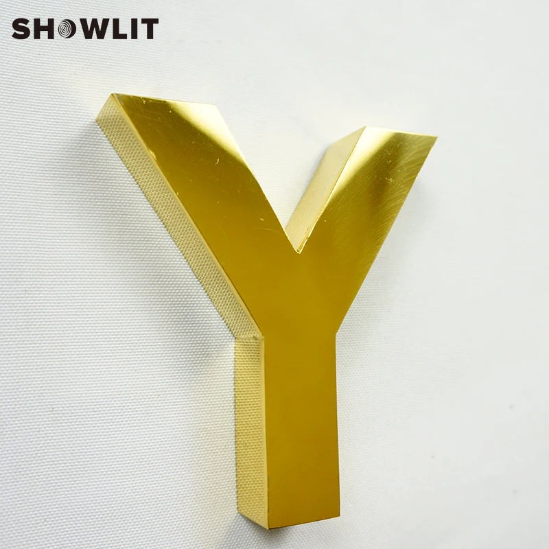 Custom Made 3D Chrome Golden Stainless Steel Indoor Channel Letter Logo Signs