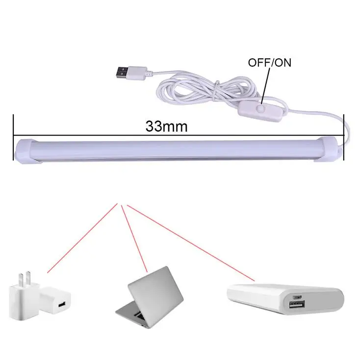 

5V USB LED Bar Strip Light 5730 kitchen Table Desk Night Lamp for Study Reading Cabinet Closet Dormitory Sink Lights + Switch