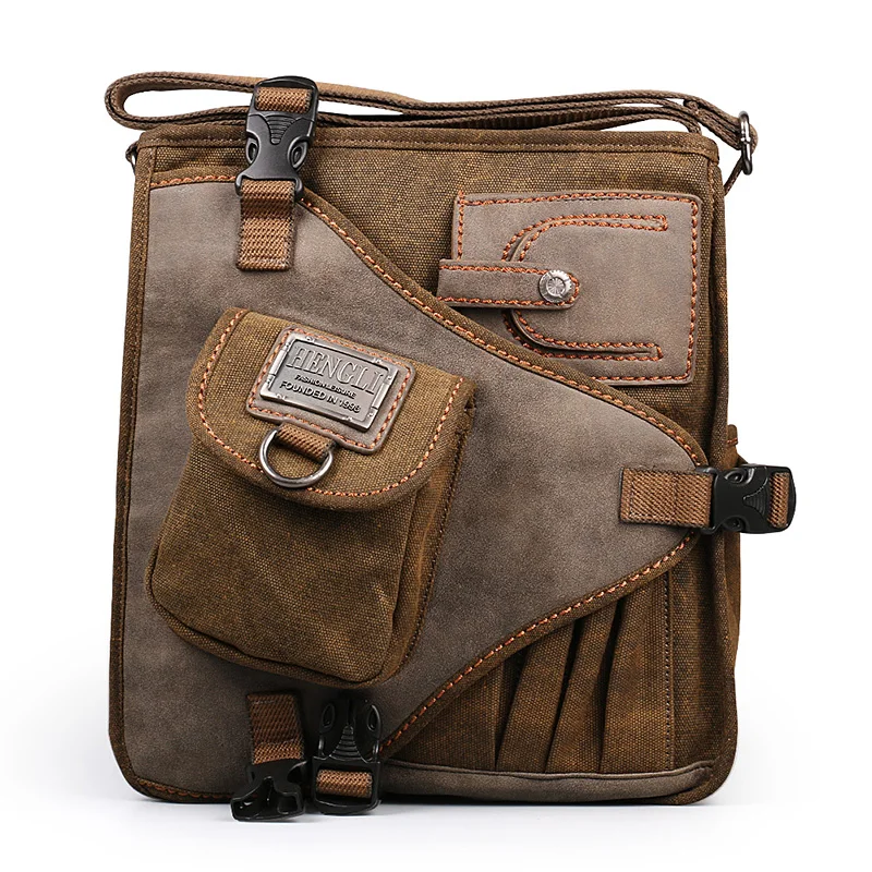 shou Ruil Retro Canvas Shoulder Bags Multifunction Man Leisure Tooling Messenger Package Vintage Handbag European American Style