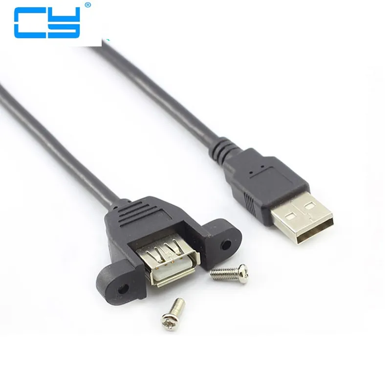 10 unids/lote 0,3 m 0,5 m 1 m 2m USB 2,0 tipo A Macho para Femea cabo de extensao com parafuso para montaje en Painel frete gratis