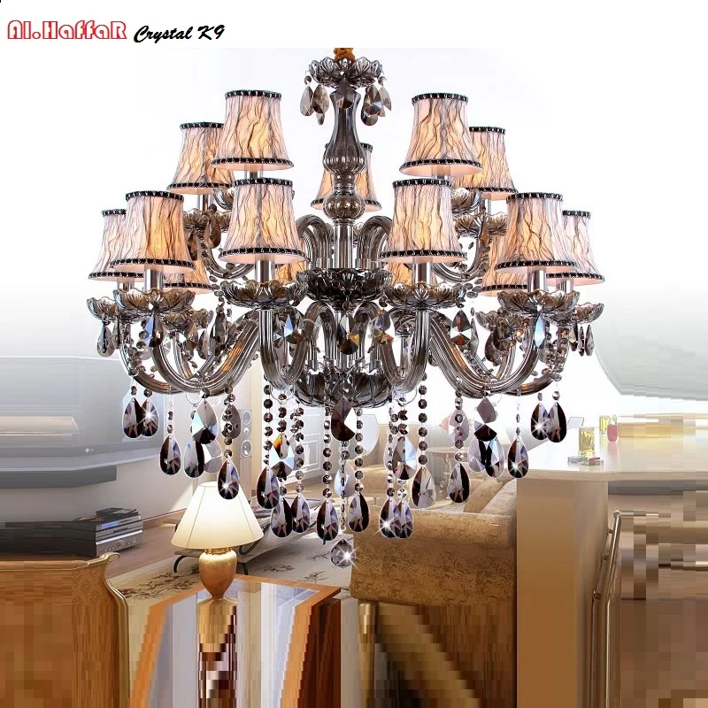 Modern Smoky Grey Crystal Chandelier Lighting Chandeliers Large Chandeliers Lamp Bedroom Living Room Lights Lighting