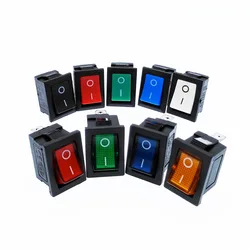 KCD1 Rocker Switch Power Switch 2 Position 2Pins 3Pins 4Pins With Light 10A 250V Red Blue Green Yellow Black White