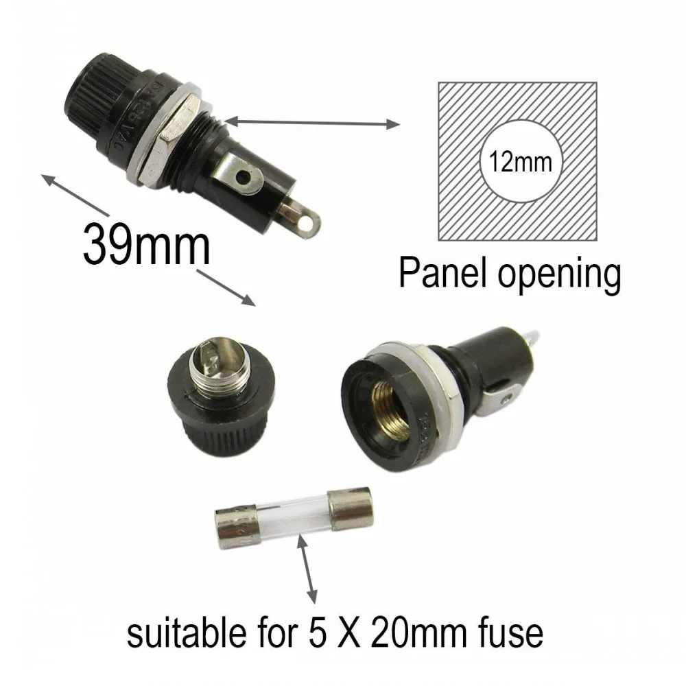 50 Stück 5*20mm Schwarze Sicherungshalter 5X20 Schwarze Sicherungsrohr-Sockelhalterung für 5*20 Sicherungs-Panelmontage-Halterungen – Detail 2