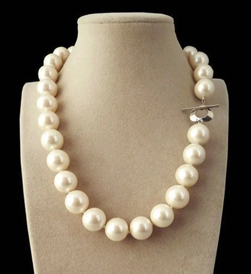 

Selling Rare Huge 12mm Genuine White South Sea Shell Pearl Round Beads Necklace 18'' AA