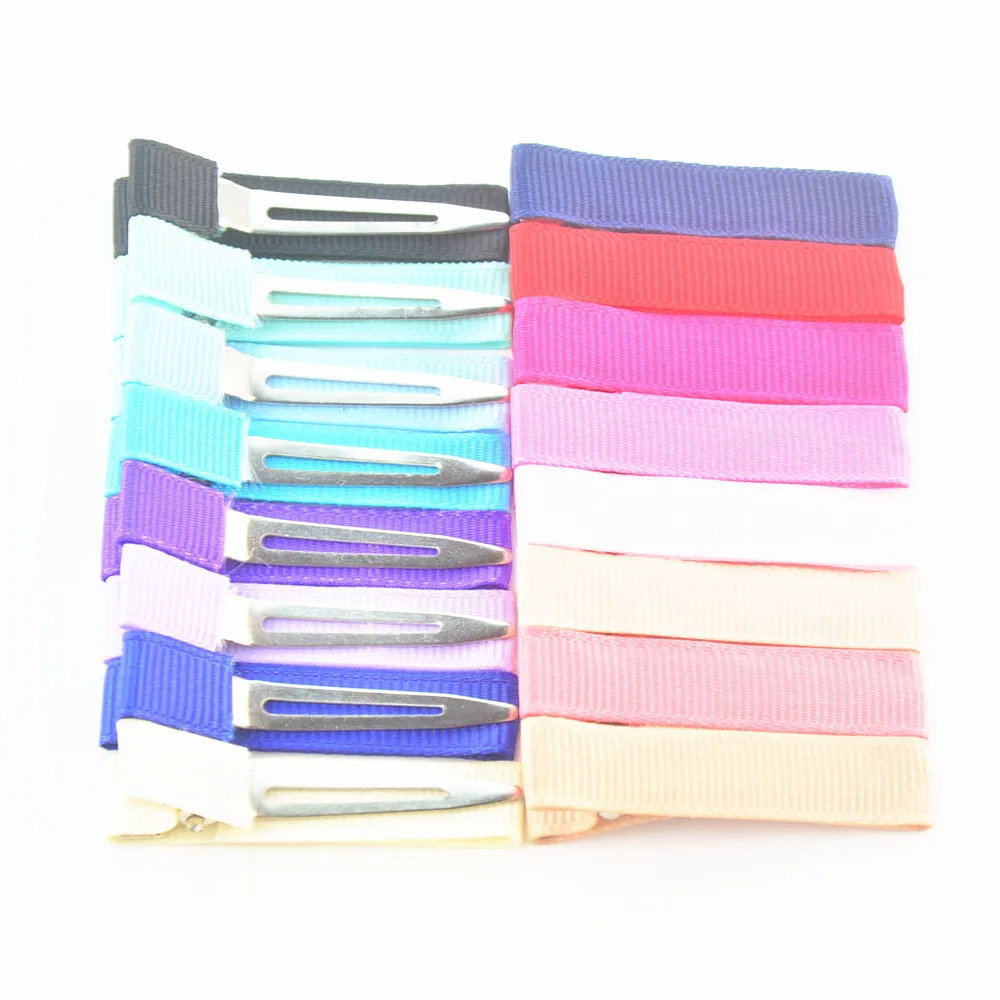 500 pcs/lot , Partially Ribbon Lined Alligator Clips - Single Prong Clips 45mm Pinch Hair Clip For DIY Hair Accessories