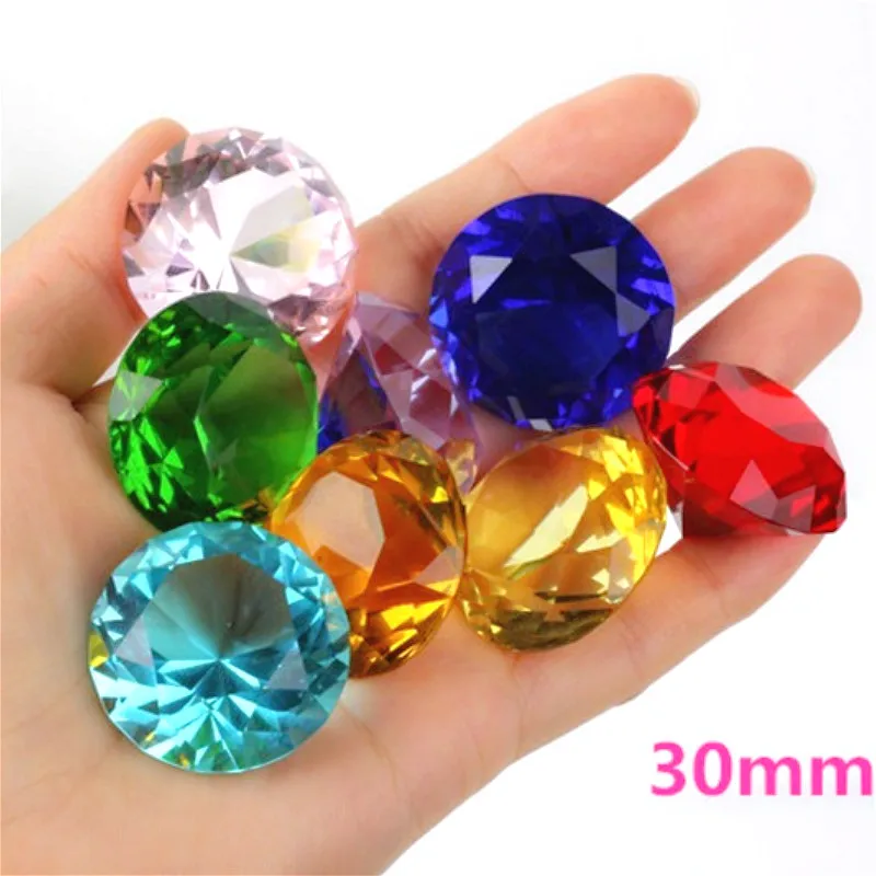 30mm Crystal glass Diamond Home Decor ornaments FengShui Ornaments Decorative Ball For wedding miniatures Accessories Gifts