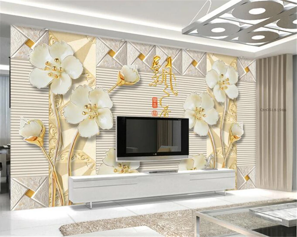 

Beibehang 3D Wallpaper Large Relief Background Stereo Plum Blossom Walls Living Room Bedroom TV Background Wallpaper murals