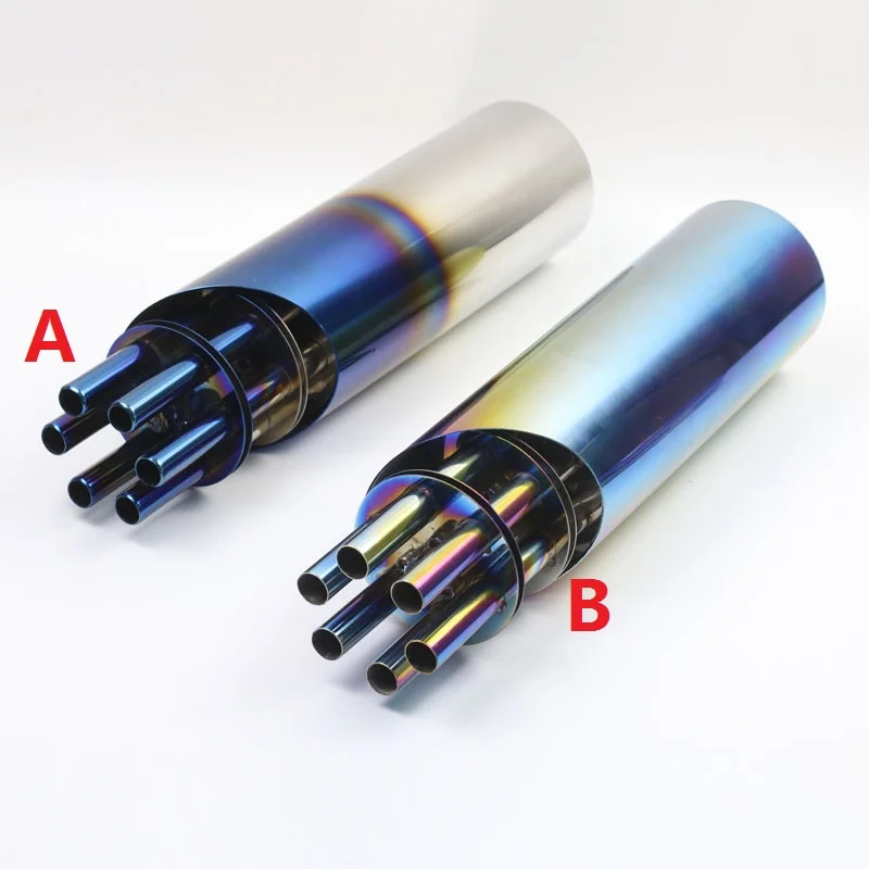 Motorcycle Exhaust Pipe Stainless Steel Gatling Gun Style Motorbike Scooter Exhaust End Pipe Mufflers AK104