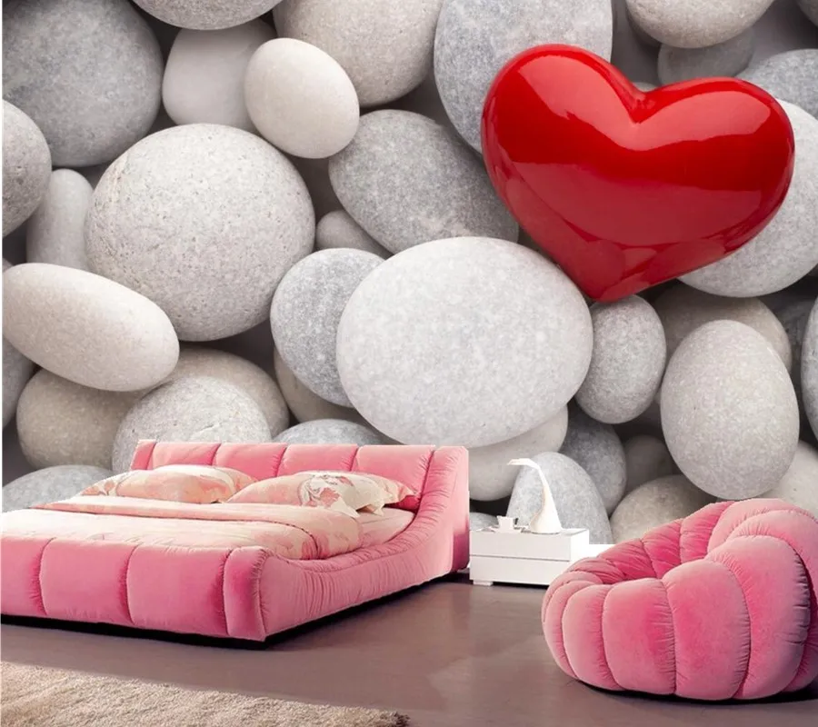 

Custom large mural,Valentine's Day Stones Heart wallpapers papel de parede ,living room TV sofa background bedroom 3d wallpaper.