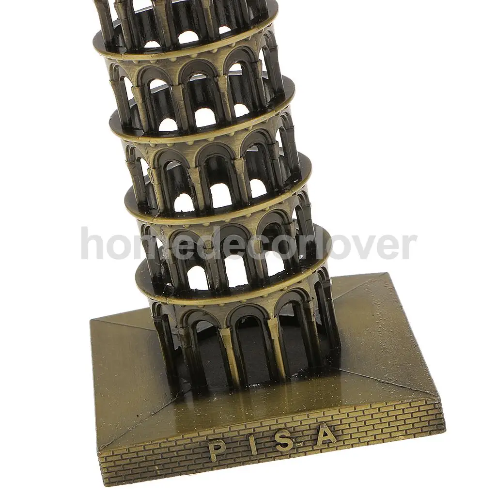 Leaning Tower of Pisa Model Home Decor Metal Craft Furnishing Articles Famous Building Models 15.5CM