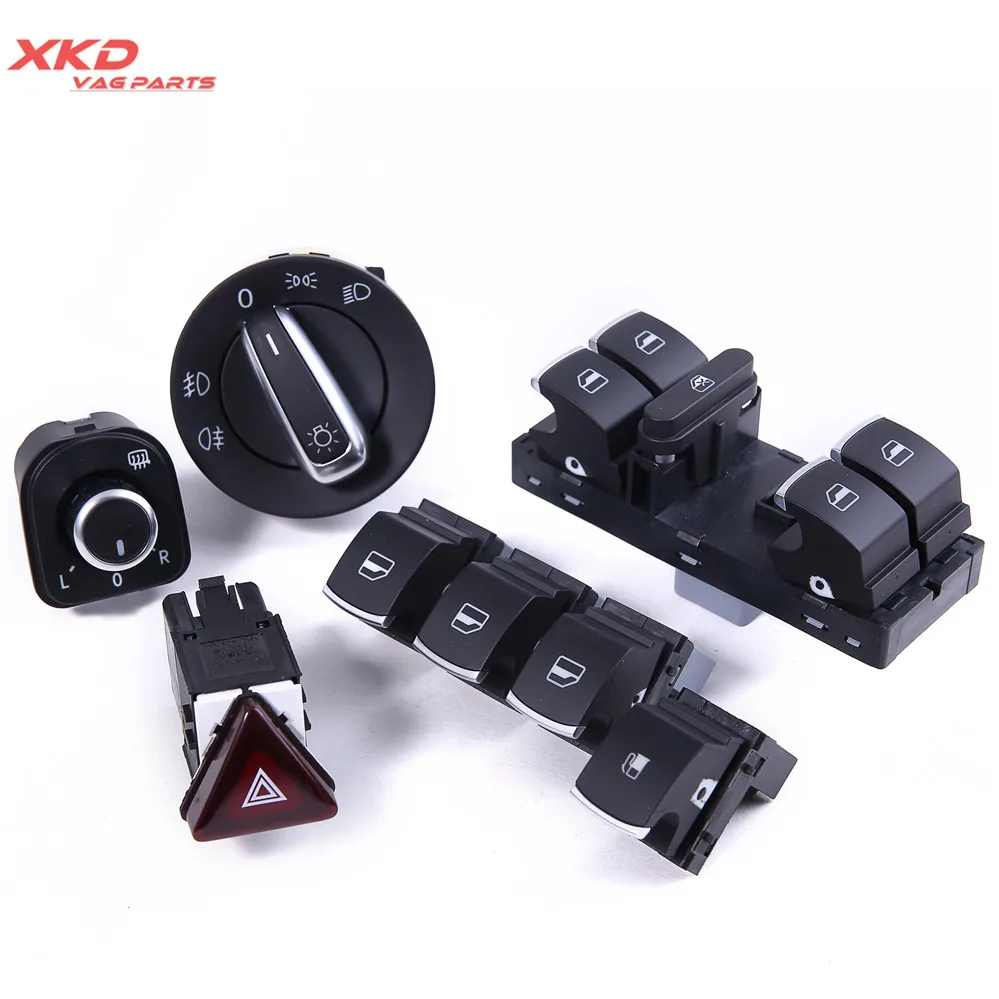 

8Pcs Chrome Headlight Window Warning Switches fit For V-W Jett-a Golf G-TI MK5 Rabbit 06-09