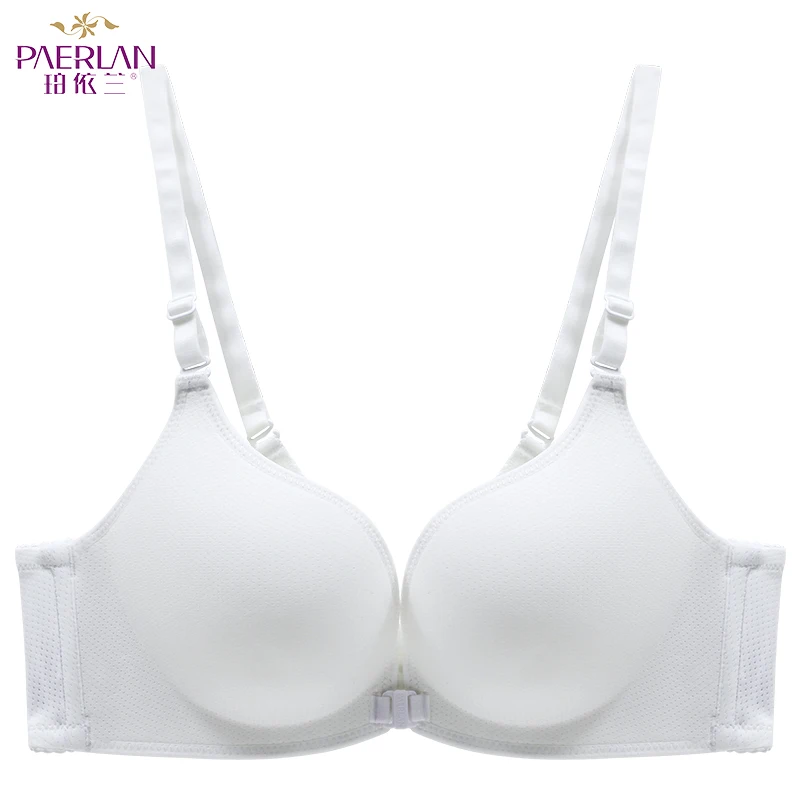 PAERLAN Adjusted - white bra straps Front Closure Wire Free standing cotton Push Up bra spring Seamless small breasts together