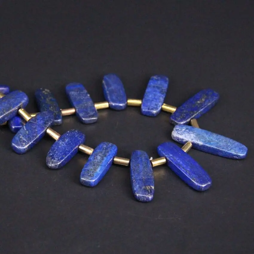Approx20PCS/strand Top Drilled Lapis Lazuli Slice Stick Loose Beads,Natural Gems Stone Slab Nugget Pendants Jewelry Making