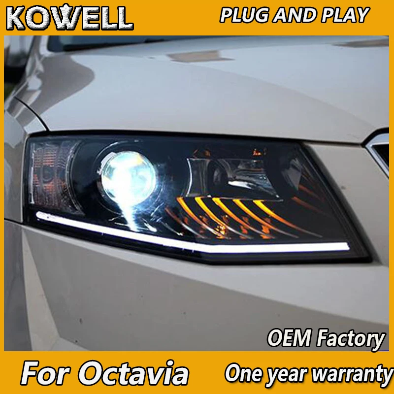 

KOWELL Car Styling for Skoda Octavia Headlights 2014-2017 New Octavia LED Headlight LED DRL Bi Xenon Lens High Low Beam Parking