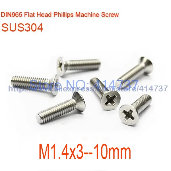 

500pcs/lot DIN965 M1.4 Stainless Steel A2 Machine Phillip Flat Head Cross Recessed Countersunk head Screw