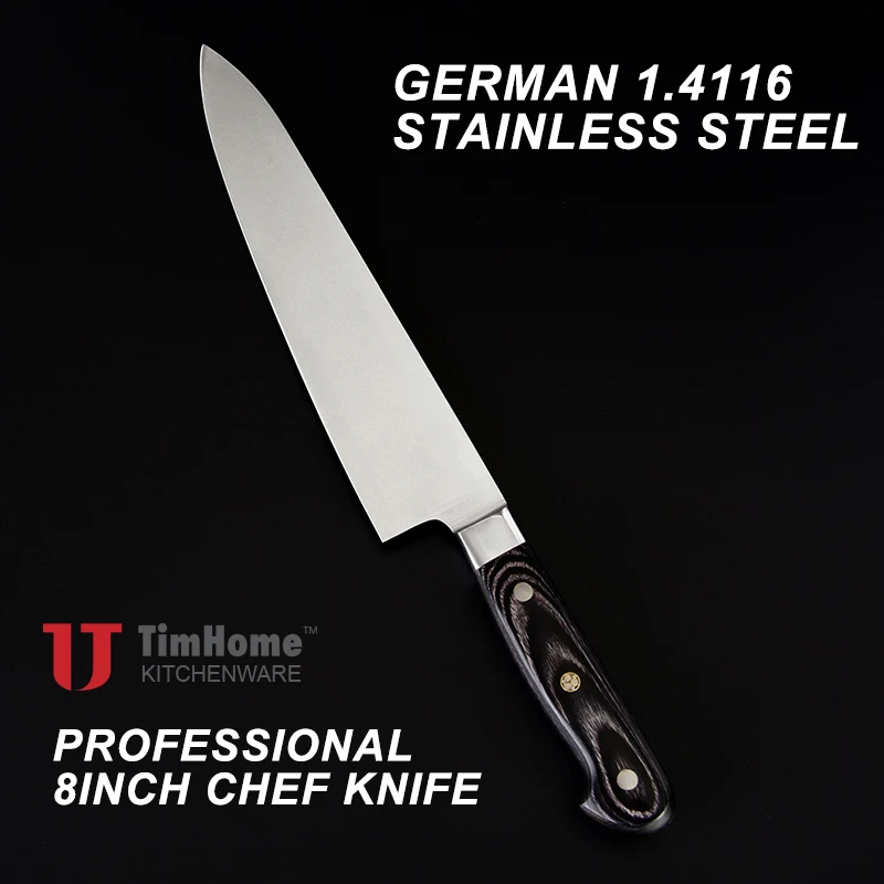 Professional 8 inch chef knife for kitchen Germany 4116 steel  Japanese knife stainless steel with color wooden handle