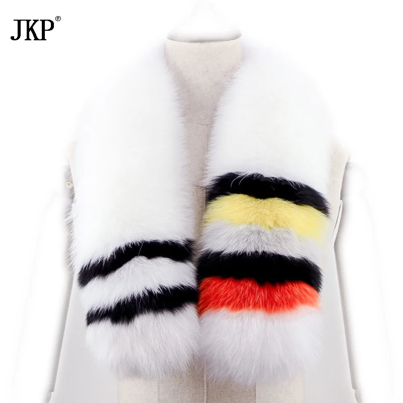 2024 JKP new real fox fur collar women\'s fur 100% natural fur collar autumn and winter fox collar colorful fashion leather scarf