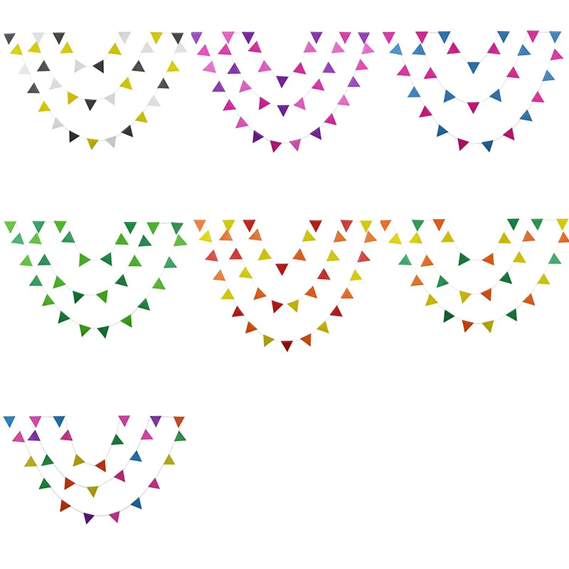 4m Small Paper Flags Hanging Paper Garland Wedding Bunting Banner Baby Shower Birthday Decoration String Streamer Party Supplies