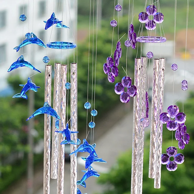 

1PC Model Pastoral Dolphin Heart Windchime Acrylic Yard Garden Outdoor Living Plastic Wind Chimes for Outdoor Living Room KN 042