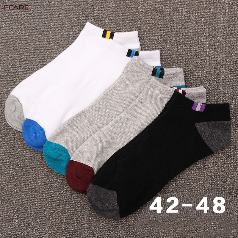 20PCS=10 pairs Men's boat socks cotton deodorant sweat business sports socks plus size XXXL 45,46, 47, 48 short summer socks