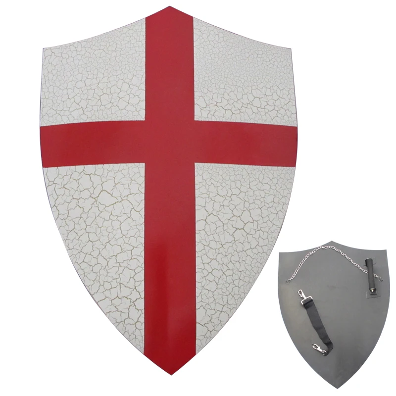 Decoration Metal Shield,Replica Movie Templar Knights Shield, Red Cross Crusader, Wall Hanging Ornaments