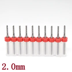 10pcs / lot 2.0mm  2.5mm Tungsten Carbide PCB End Mills Corn Cutting Machine, CNC Woodworking Router Tools, Metal Engraving