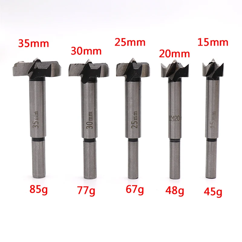 5pcs/Set 15-35mm Round Shank Hinge Hole Saw Cutter Wood Center Forstner Drill Bits  for Woodworking Power Tools accessories